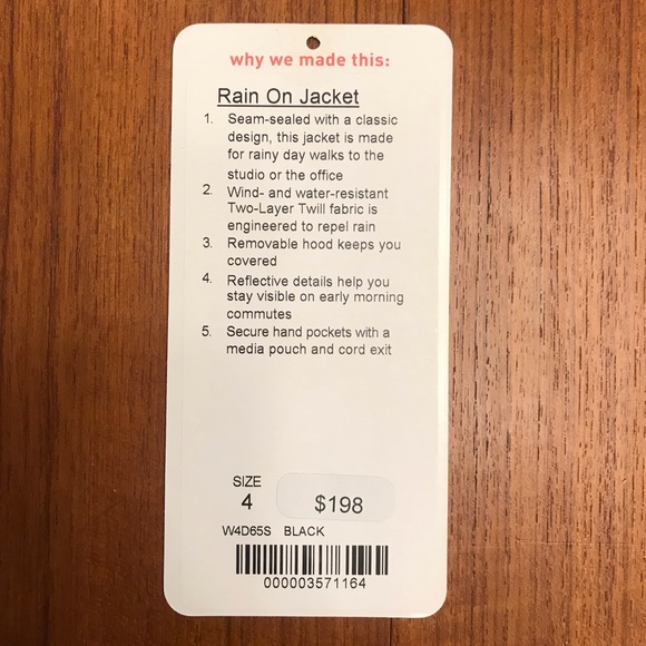 Lululemon Rain On Jacket - Black - Size 4 - Picture 12 of 12
